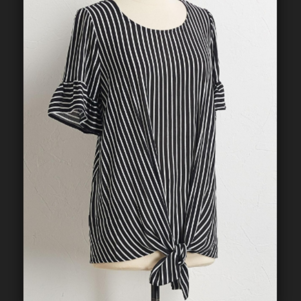 Stripe Tie Front Top, Size Xl - image 1